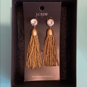 J.Crew Gold Beaded Tassel Drop Earrings